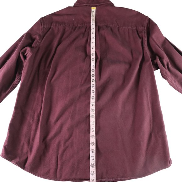 Eddie Bauer Mens XL Heavy Cotton Flannel Shirt Classic Fit Maroon Red Button Up - Picture 8 of 11